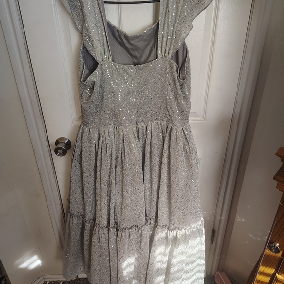 Ivy City Co Christmas Silver Flare Dress NWT - Picture 4 of 7